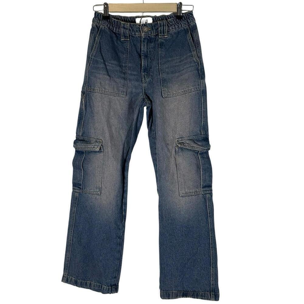 BDG High Elastic Waist  Skate Cargo Jeans Womens Blue Y2K Cotton Denim  24x32